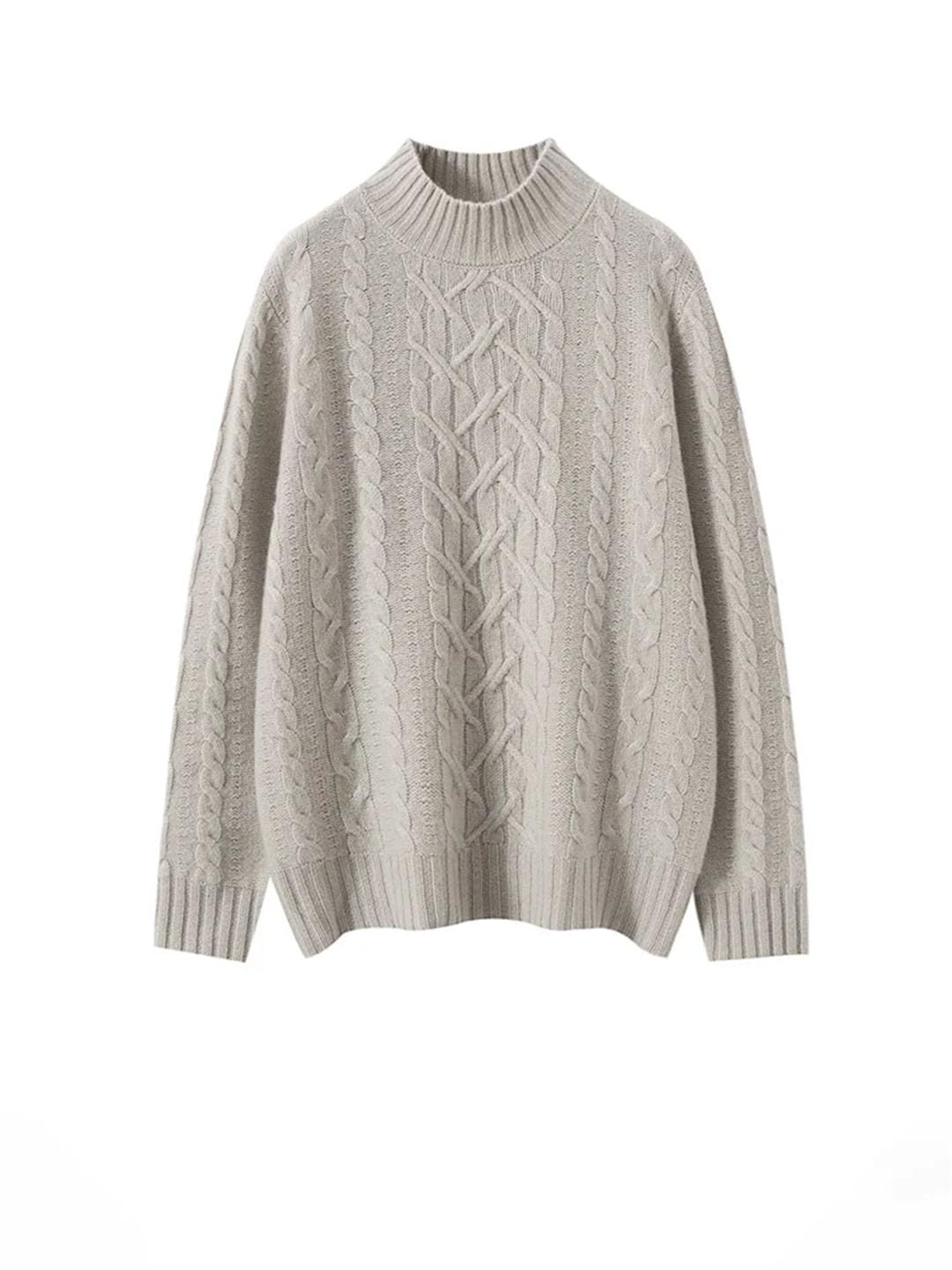 Maglione da donna in cashmere a maniche lunghe con collo a lupetto, lavorato a maglia, spesso, morbido e caldo
