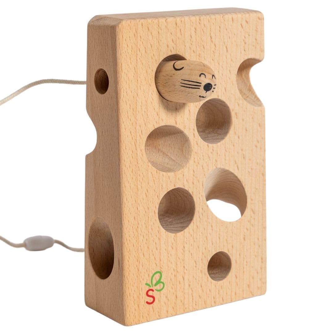 SCHMETTERLINE Fädelspiel aus Holz – extra großes Fädelspielzeug – Natur-Buchenholz, ab 2 Jahren
