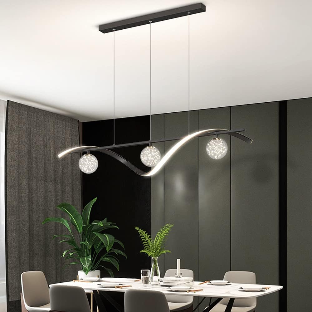 Simplicity 39.4Inches Led Kitchen Island Pendant Light 30W Dimmable Aluminum Hanging Light Adjustable Height Chandelier for Kitchen Island, Dining Room