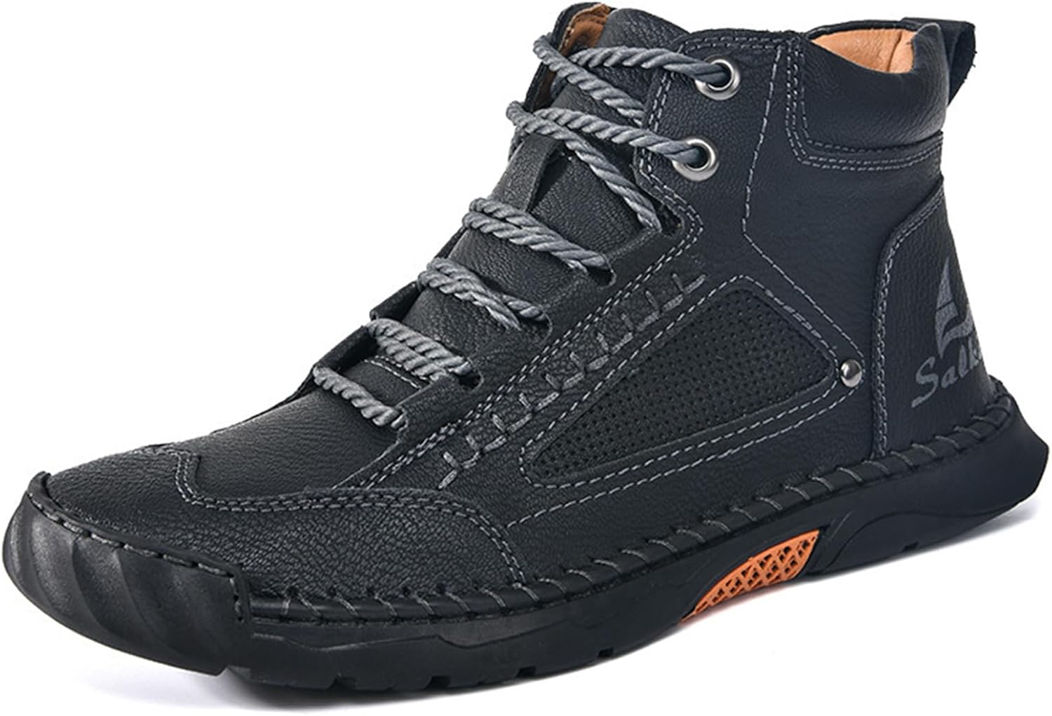 Mens Wide Shoes For Hiking Working, Men'S Handmade Leather Boots, Waterproof, Arch Support, Spacious Toe Box, Non-Slip, Lightweight Breathable Wear-Resistant