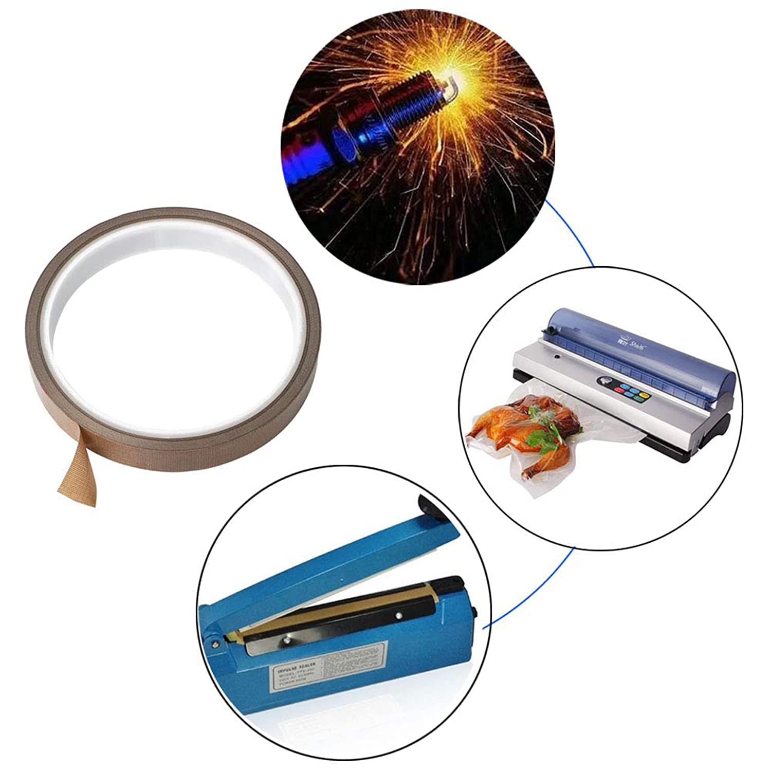 ACIT Cinta de teflón de PTFE, cinta de fibra de vidrio, teflón de alta temperatura, resistente al calor hasta 300 ℃ (20 mm x 33 m)