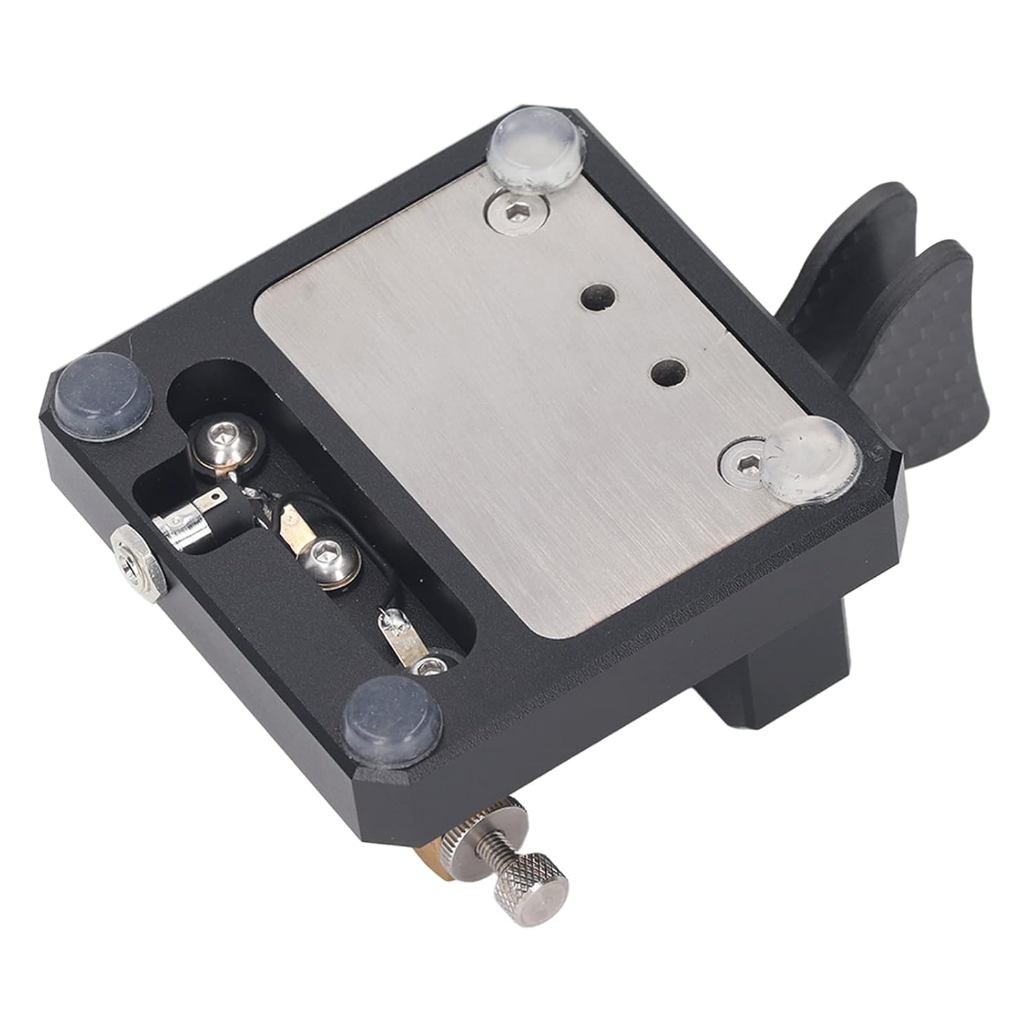 CW Key, Good Workmanship Easy Tapping Automatic Morse Code Key Carbon Fiber Paddles Silver Contact for Training (Black)