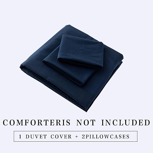 Miniatura 6 de ECOCOTT Juego de funda de edredón de 3 piezas, 100% algodón lavado, 1 funda de edredón con cremallera y 2 fundas de almohada, ultra suave y de fácil