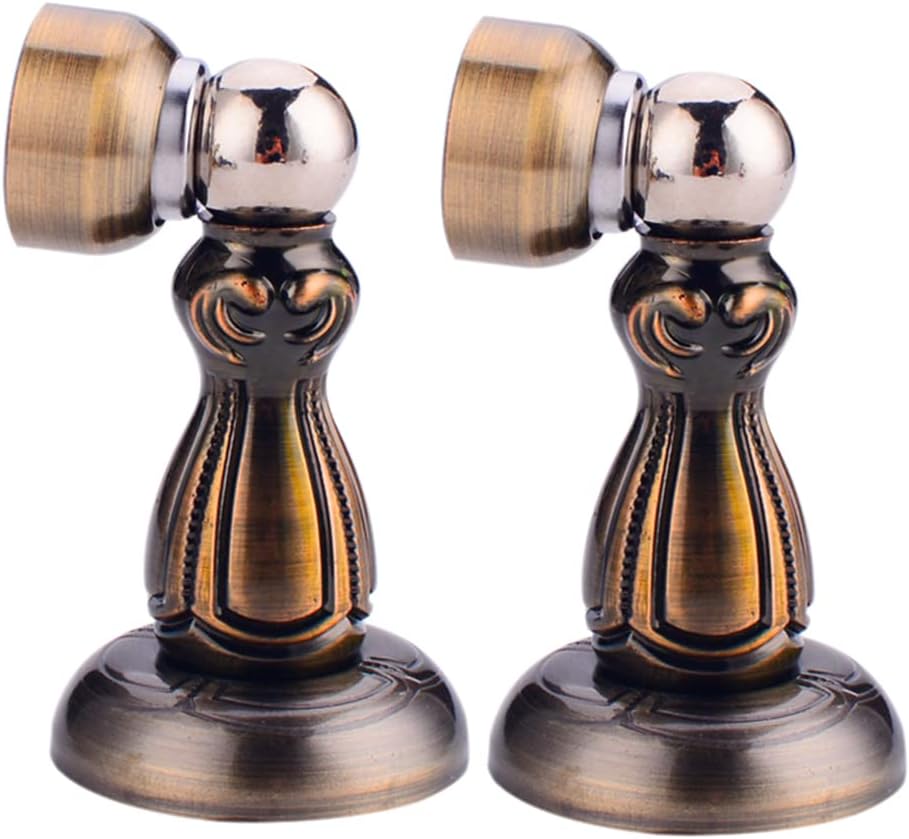 Magnetic Door Stop Metal Retro Door Stopper Dual-Purpose Door Bumper for Floor and Wall-Black||2PCS (Color : Bronze)