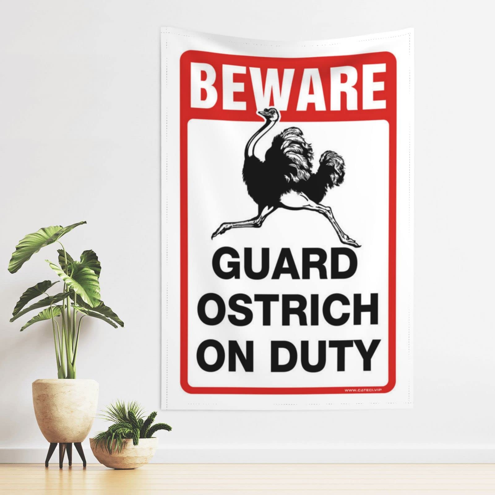 Pravoxi Men's One Color Sports Bar Decor Beware! Guard Ostrich On Duty Tapestry Sports Bar Decor Tapestrys(75X100cm)