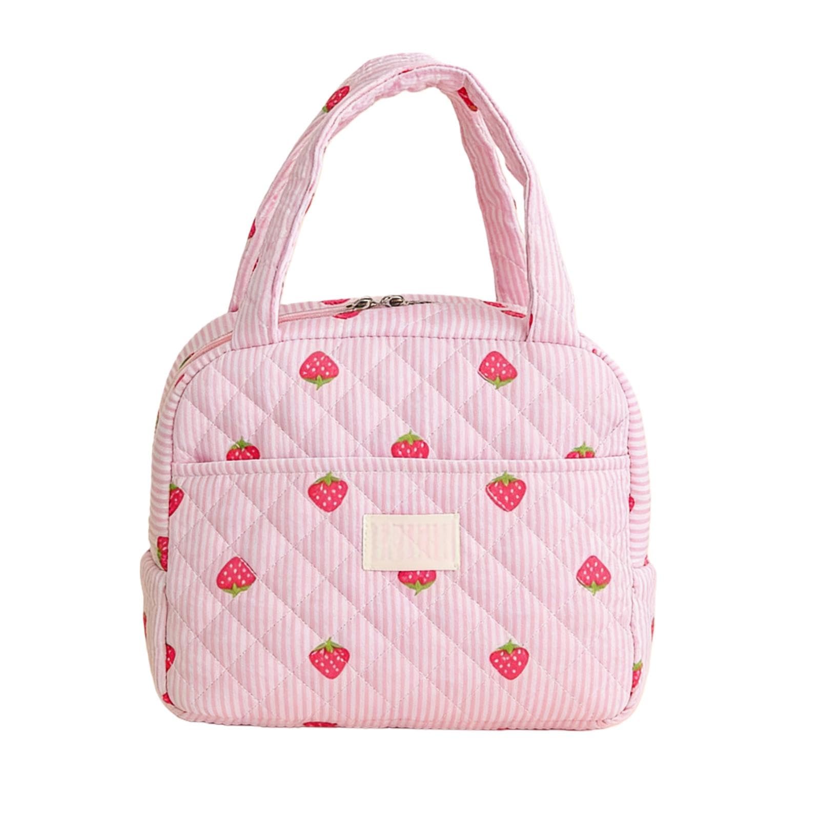 ANKICK Quilted Insulated Lunch Bag,Floral Lunch Box for Women Aesthetic Cute Lunch Tote,Leak-proof Bento Bag for Work Picnic