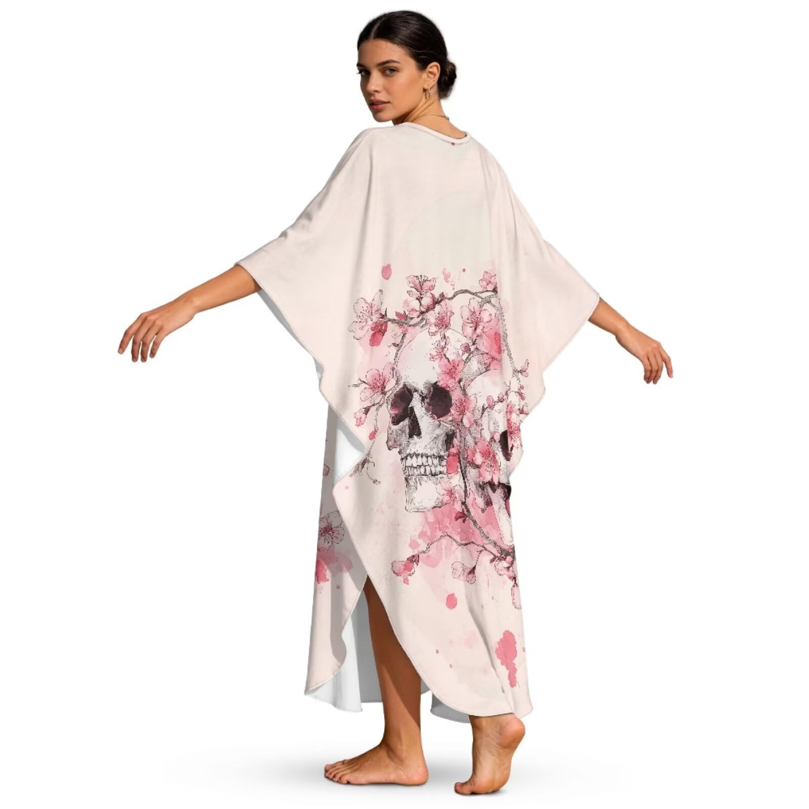 Abito caftano da donna, taglie forti, con scollo a V, copricostume da spiaggia con maniche a pipistrello, abito da caftano estivo