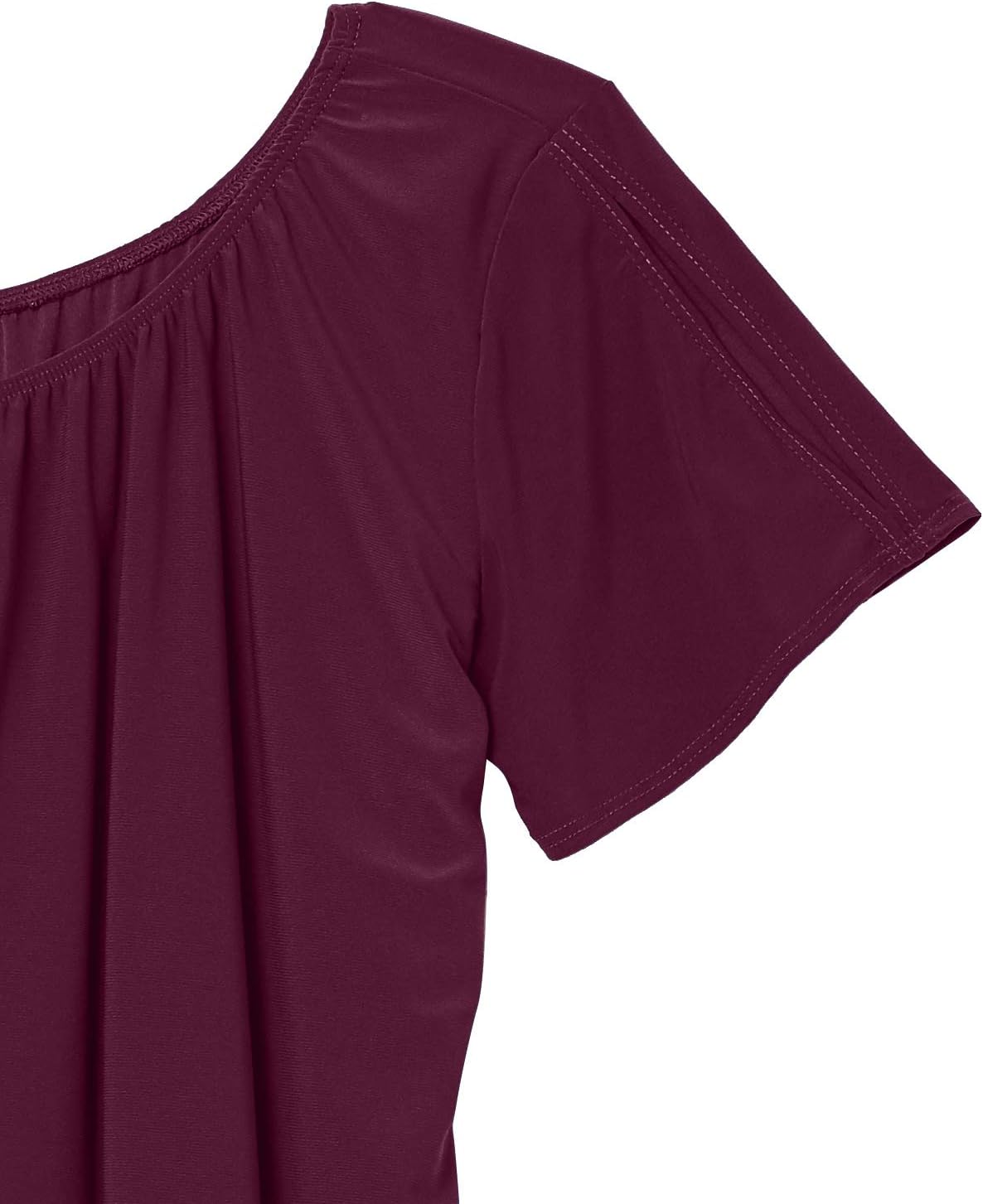 Star Vixen Women's Petite Short/Slit Sleeve Keyhole-tie Peasant Top Bubble Hem