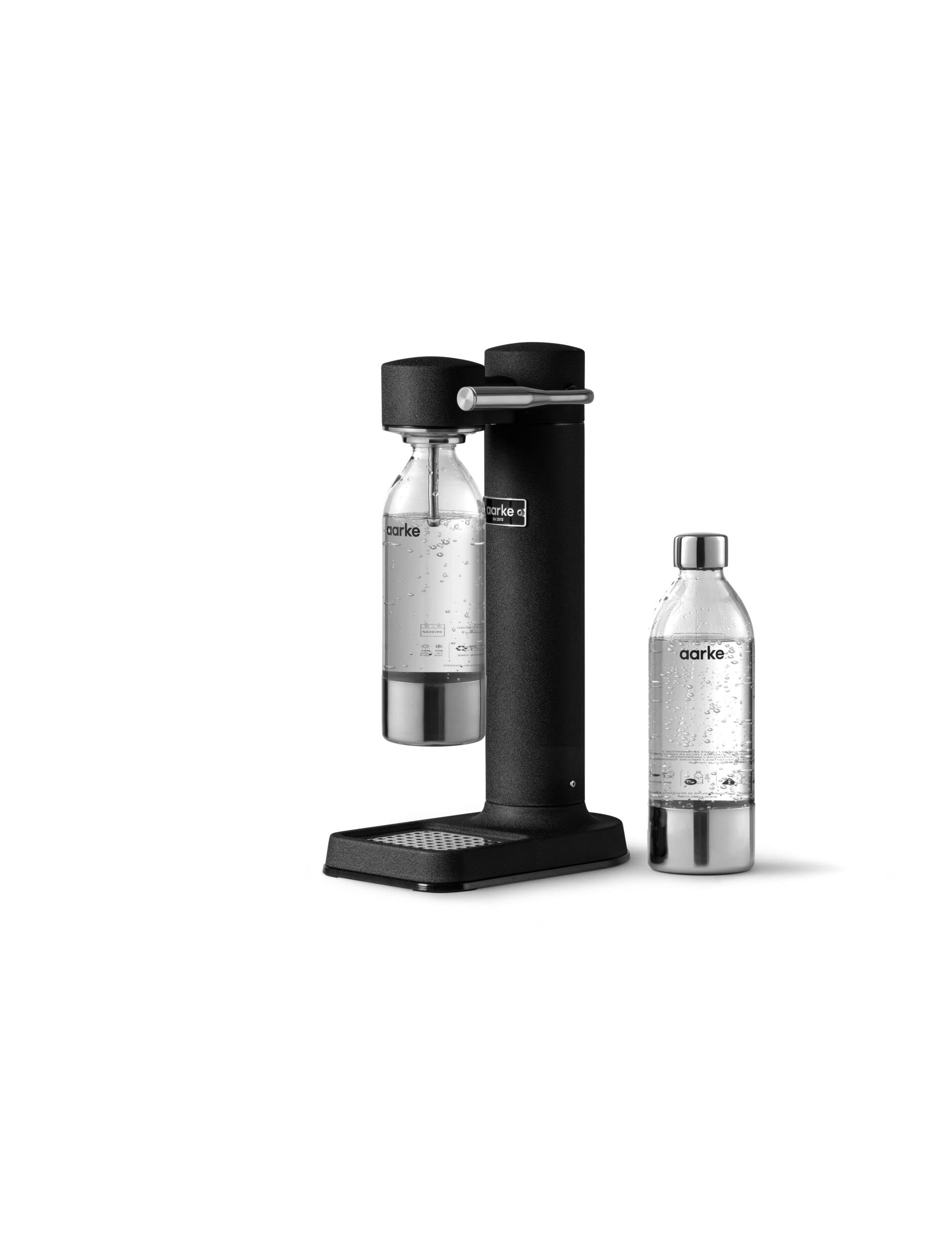 Aarke Carbonator 3 Wassersprudler Edelstahl Mattschwarz 2x BPA-freie 1L PET-Flasche kompatibel 60L CO2-Zylinder