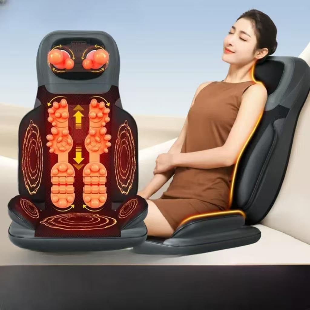 Cuscino massaggiante Shiatsu 3D con calore, massaggiatore profondo per schiena, collo e spalle, per uso domestico e ufficio, include modalità di vibrazione e adattatore UK