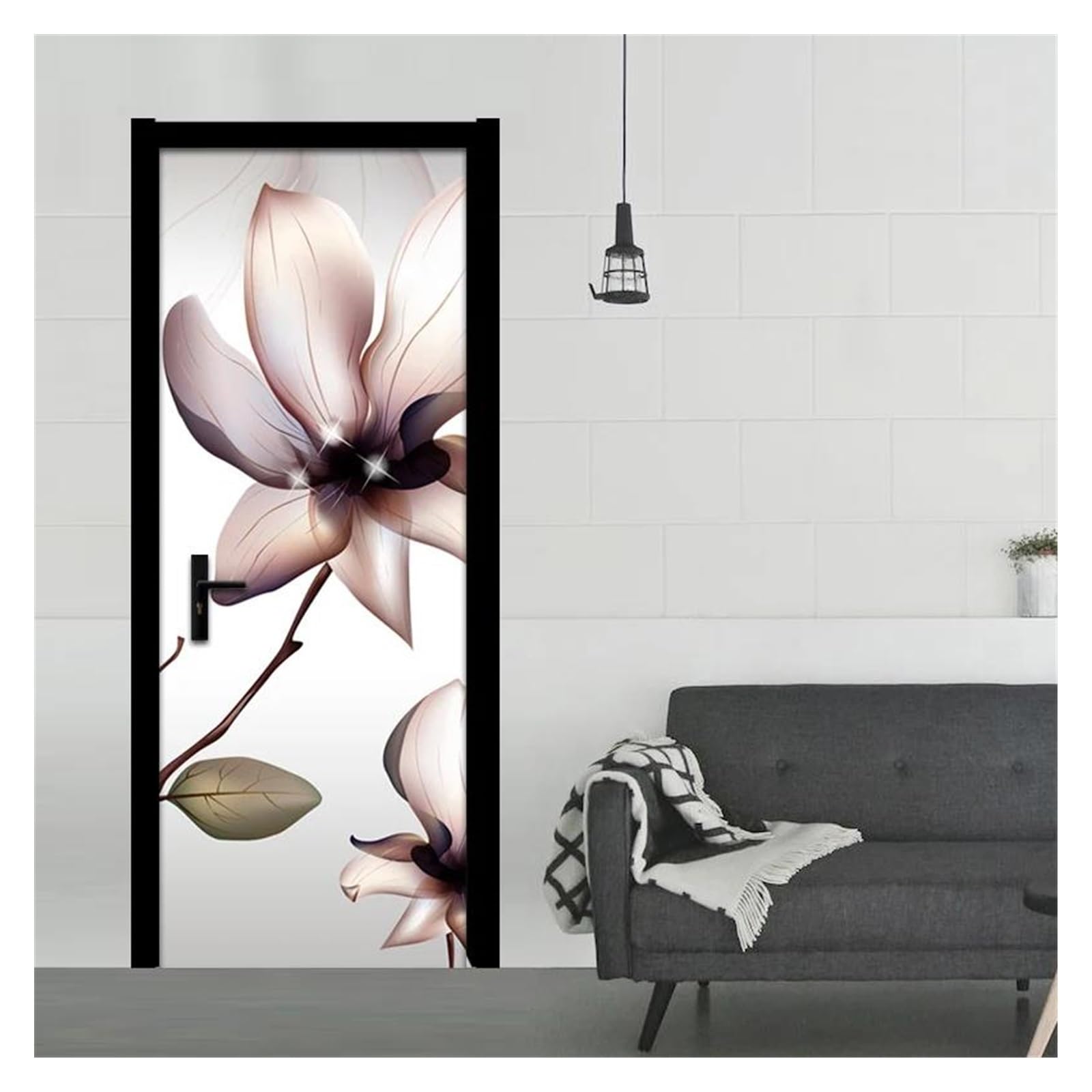Naklejki na drzwi Naklejki Na Drzwi 3D Home Decor Naklejki Ścienne Nowoczesna Wodoodporna Samoprzylepna Tapeta Dekoracyjna Z PVC Kwiat(77x200cm)