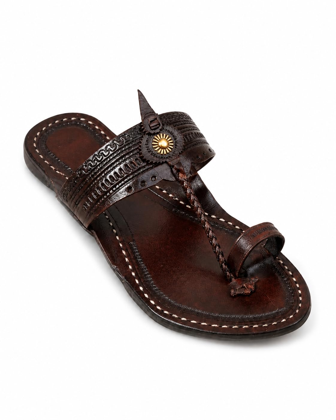 Women's Kolhapuri Chappal – Authentic Handcrafted Genuine Leather Traditional Indian Ethnic Footwear for Daily & Casual Wear-image-3