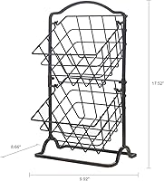 Vista 2 de Gourmet Basics by Mikasa General Store - Cesta de almacenamiento de frutas de metal de 2 niveles, color negro antiguo