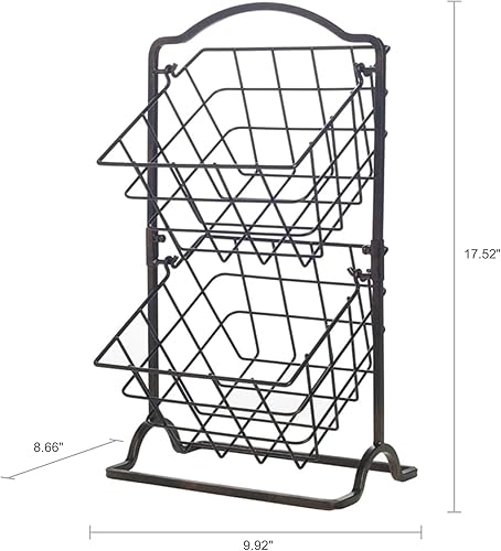 Miniatura 2 de Gourmet Basics by Mikasa General Store - Cesta de almacenamiento de frutas de metal de 2 niveles, color negro antiguo
