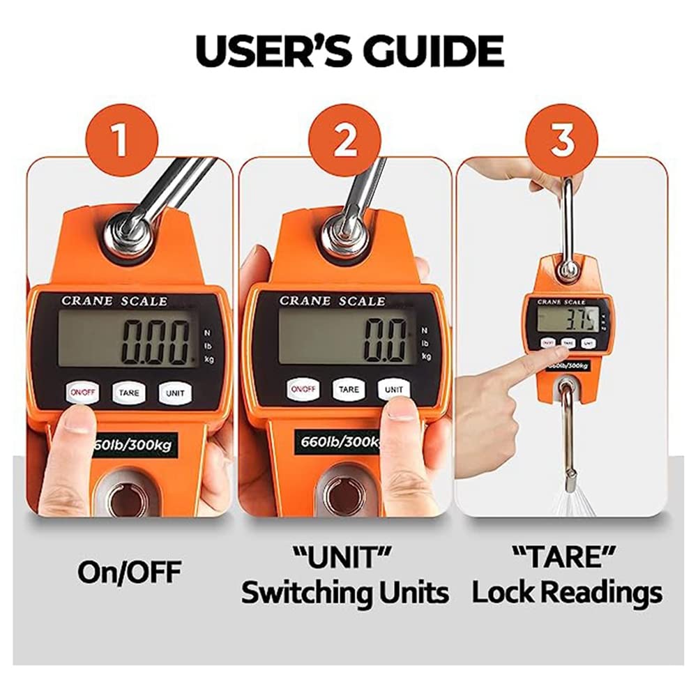 1Set Digital Hanging Scale Fish Scale Hunting Farm Bike Bow Fish Weight Fishing Scale 660 LB 300 KG