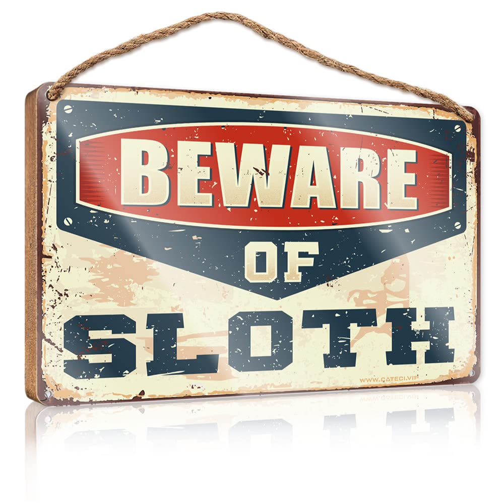 Farmhouse Decor Signs Beware Of Sloth Wooden Sign Gift For Boss Woman Fall Porch Sign(15X28CM)