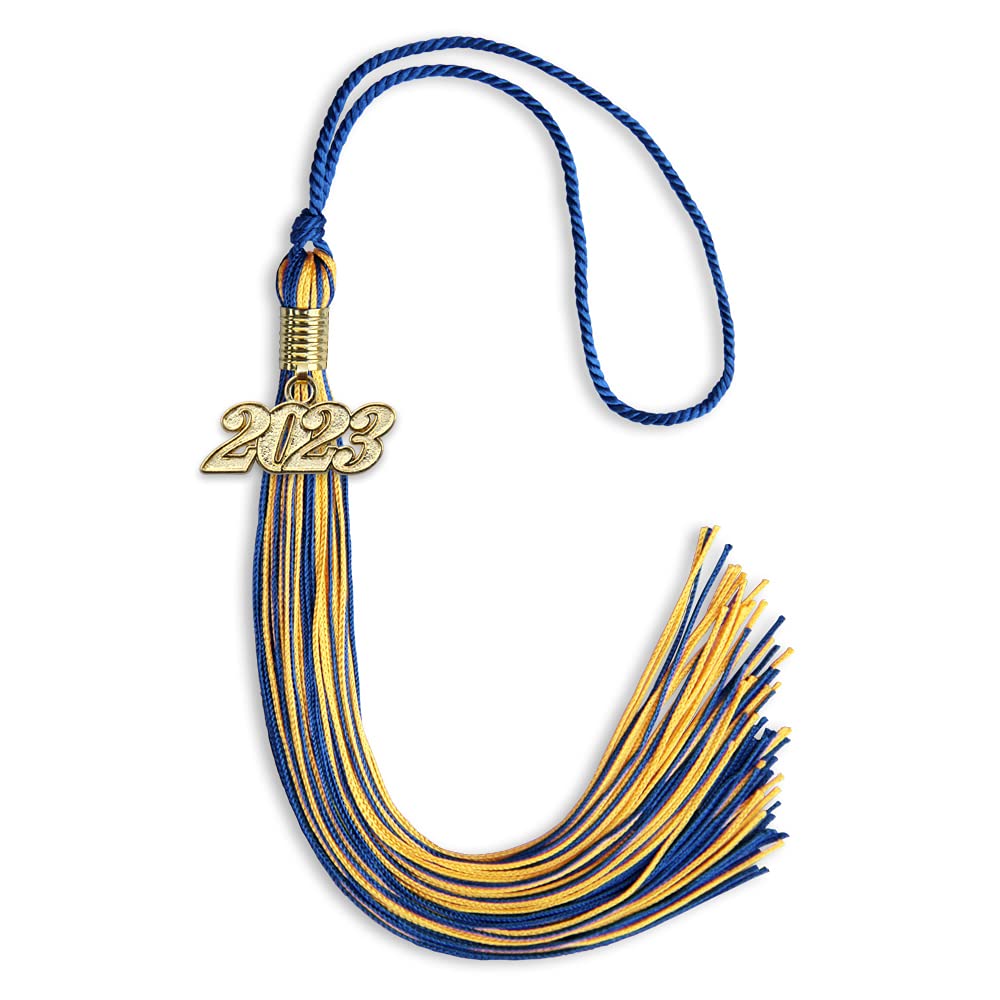 Endea Graduation Mixed Double Color Tassel with Gold Date Drop (Royal Blue/Gold, 2023)