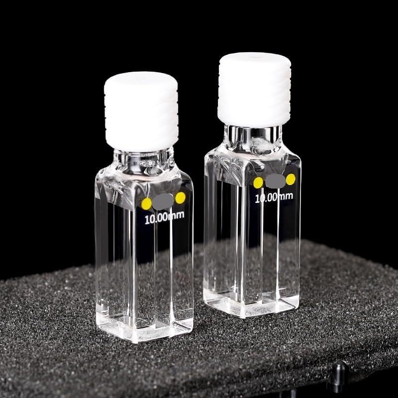 Cubeta de cuarzo con tapa de rosca, longitud de trayectoria de 10 mm, volumen de 350 ul/400 ul/600 ul, ranura de 1/2/3 mm ((02) 400 ul de ranura de 2 mm