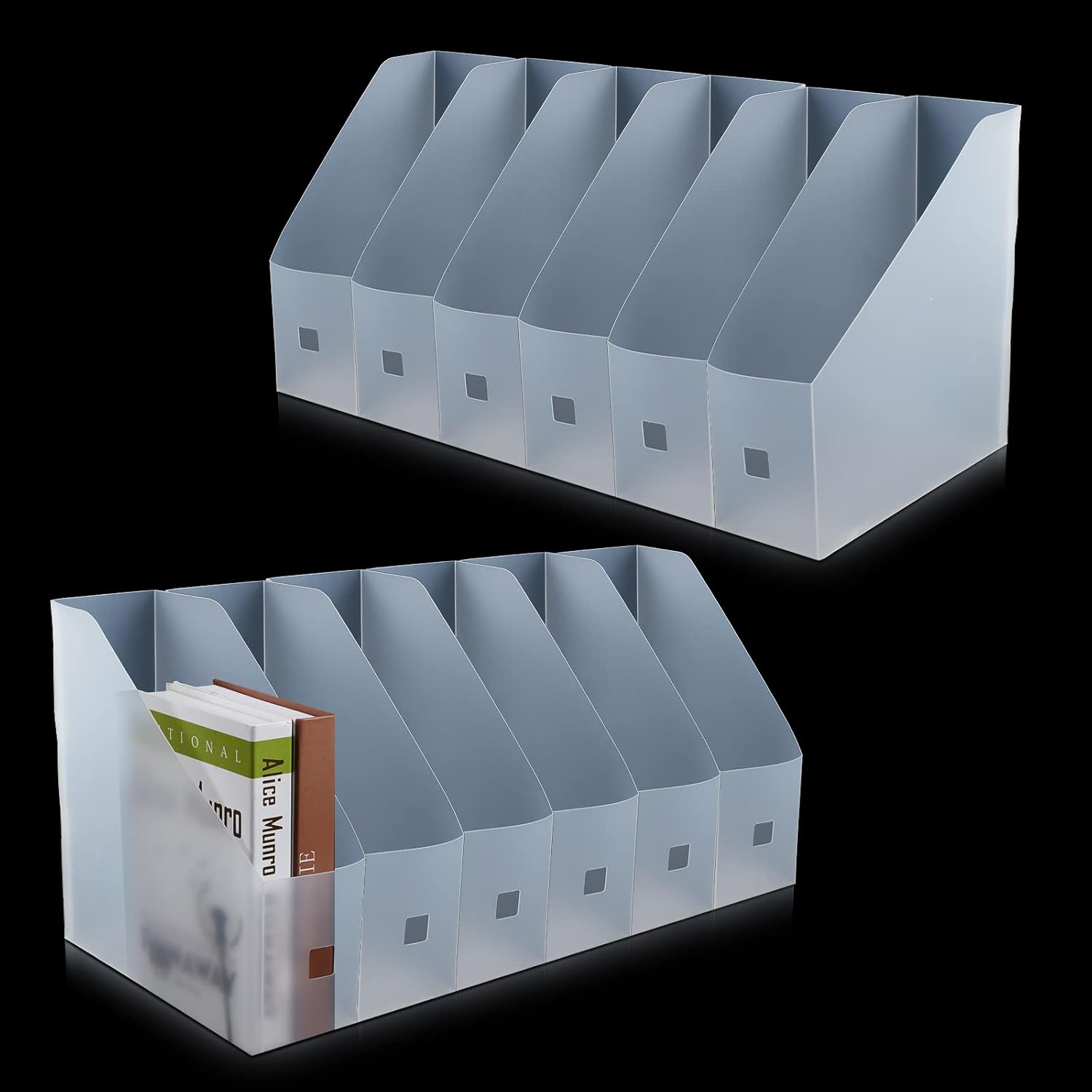 12 Pack Plastic Magazine File Holder Plastic Foldable Clear Desk File