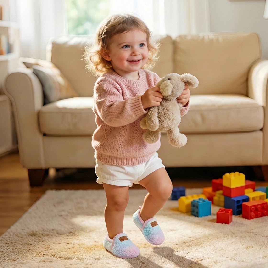 Lefflow Toddler Slippers Boys Girls House Shoes Slip on Baby Sock Shoes Lightweight Outdoor Walking Shoes - Image 2