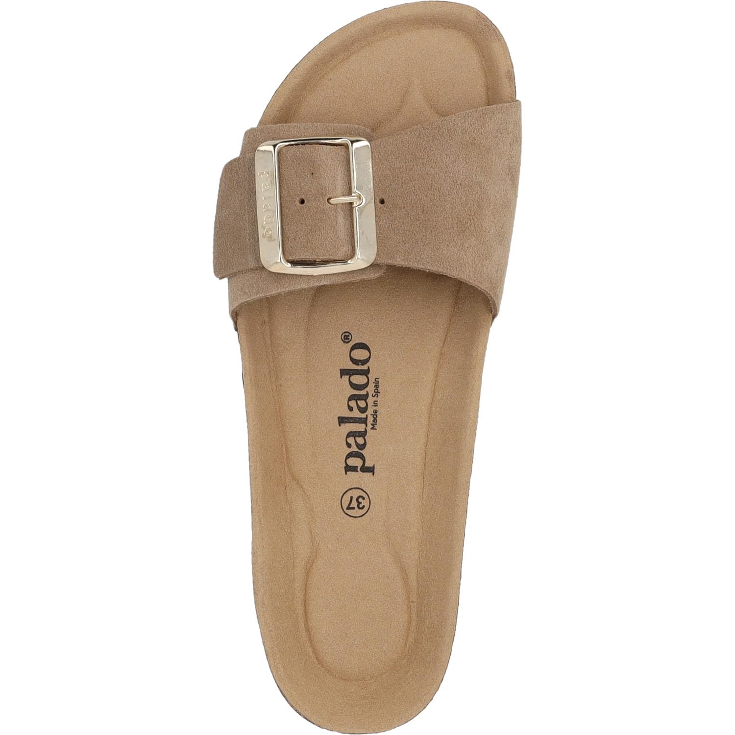 Palado Pantoletten Damen Malta EGS Mono Velours - modische Sandalen Made in Spain - elegante Hausschuhe mit Kork-Fußbett - bequeme Sommerschuhe