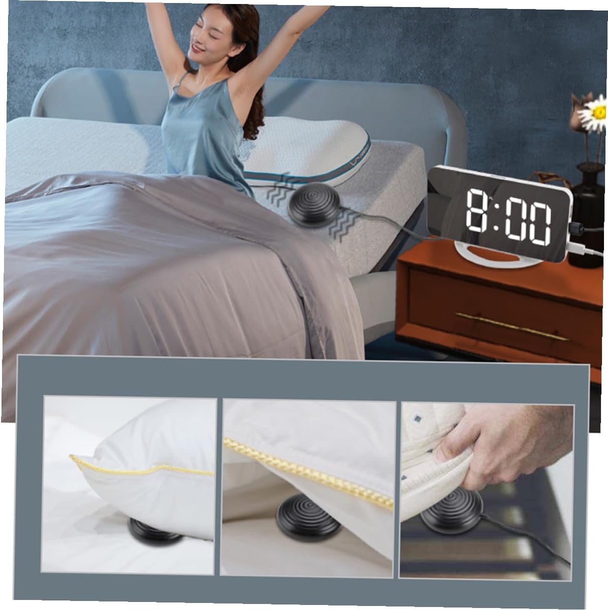 Digital Vibrating Alarm Clock with LED Display, Minimalist Mirror Surface, Multifunctional Electronic Bedroom Clock for Home and Desktop Use