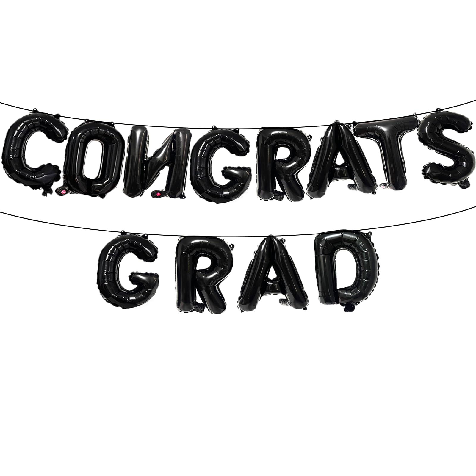 Photo 1 of 16 Inches 'CONGRATS GRAD' Graduation Letter Balloons Banner for High School, College, Graduation Party Decorations, and Prom Ceremony Decor (Black)