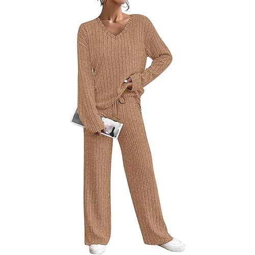 TIYOMI Plus Size Suits For Women 2 Piece Outfits Sweater Top & Wide Leg Pants XL-5XL