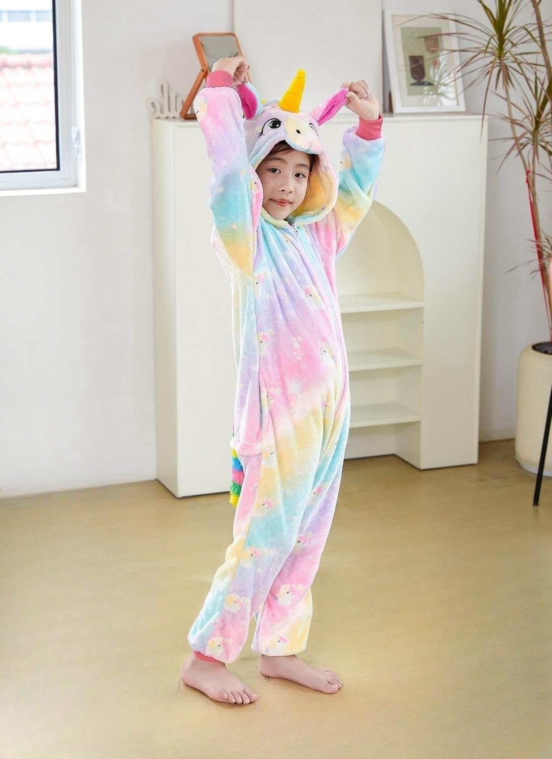 Kids Unicorn Onesie Halloween Christmas Cosplay Costume Sleepwear One-Piece Pajamas for Girls Boys