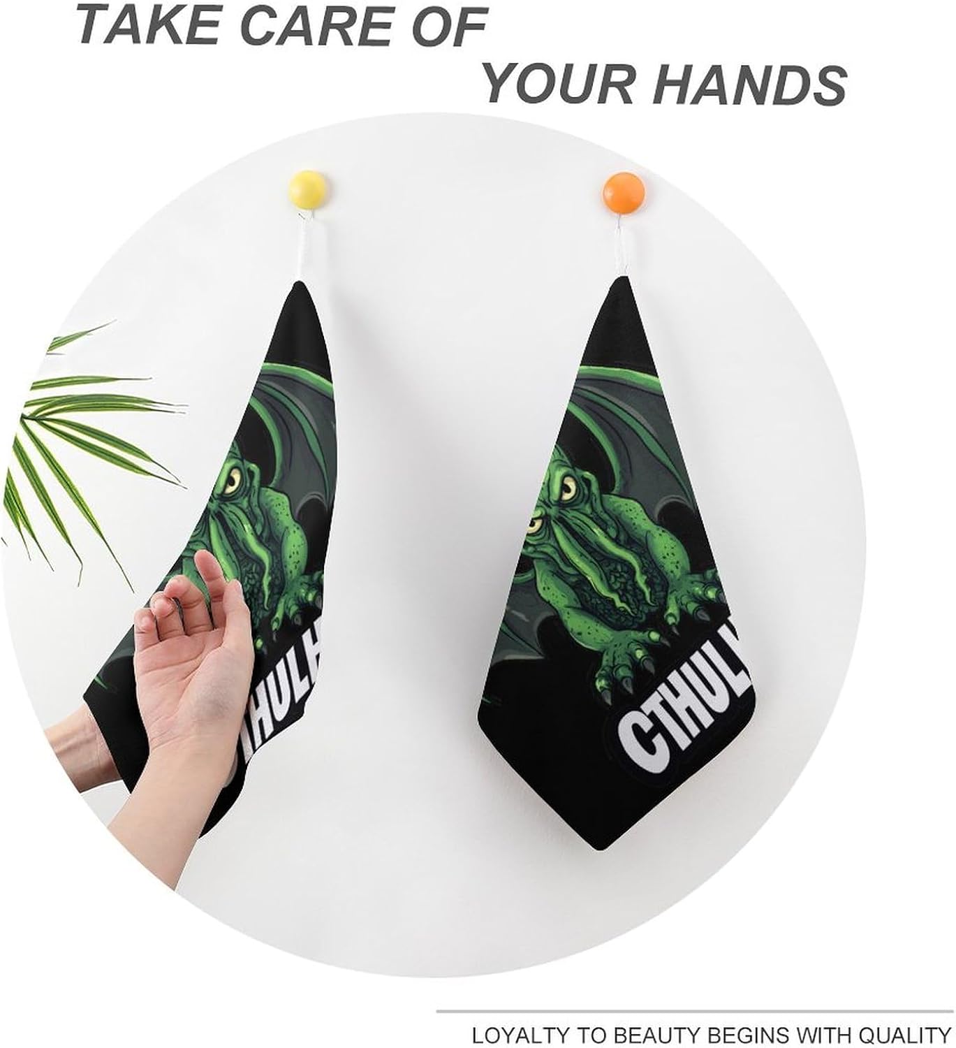 C-thulhus Printed Hand Towels for Bathroom Handkerchief | Absorbent,with Hanging Loop,Kitchen Towels,for Home Hotel,Soft