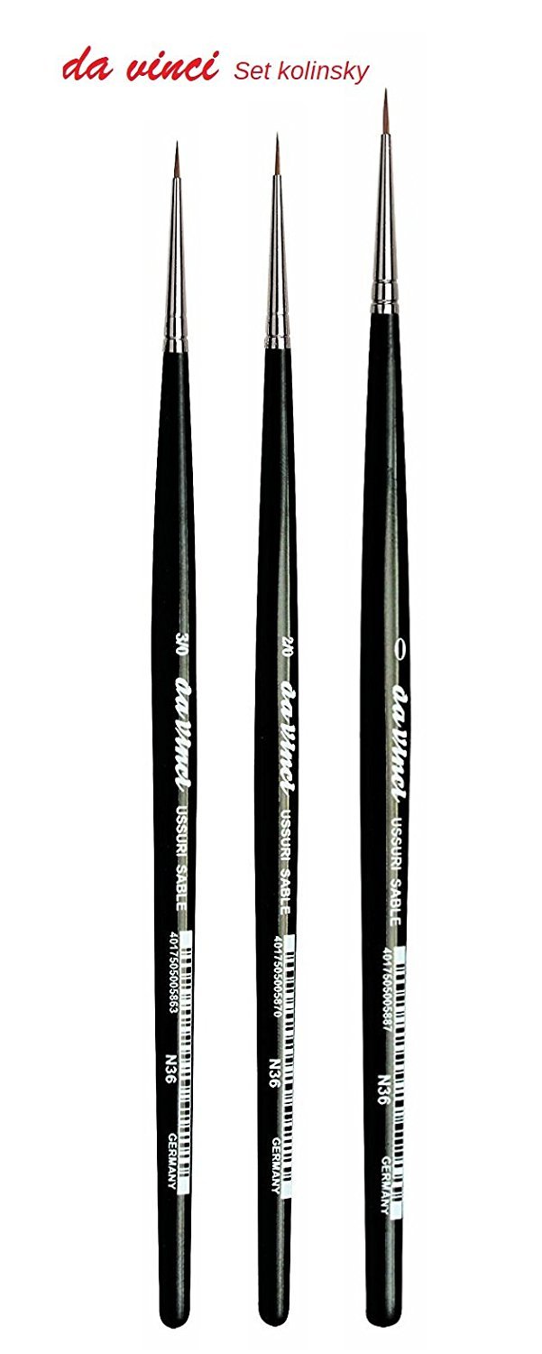 Da Vinci 3-Piece kolinsky-rotmarder Paintbrush Set 0,0/2,0/3