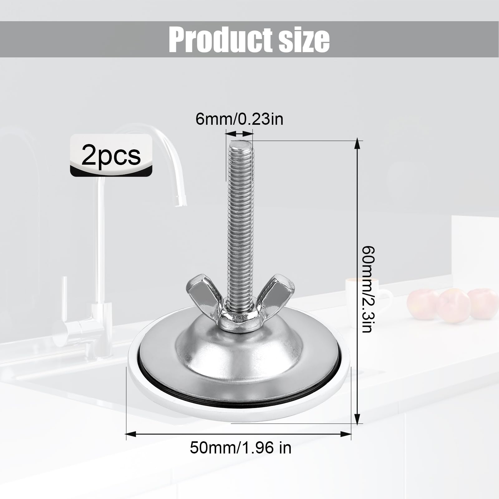 2pcs Kitchen Sink Hole Cover, 2 Inch Zinc Alloy Stainless Steel Kitchen Sink Faucet Plug Sealing Tap Cover Sink Plug Sink Hole Cover for Kitchen Sink (White) - Image 2