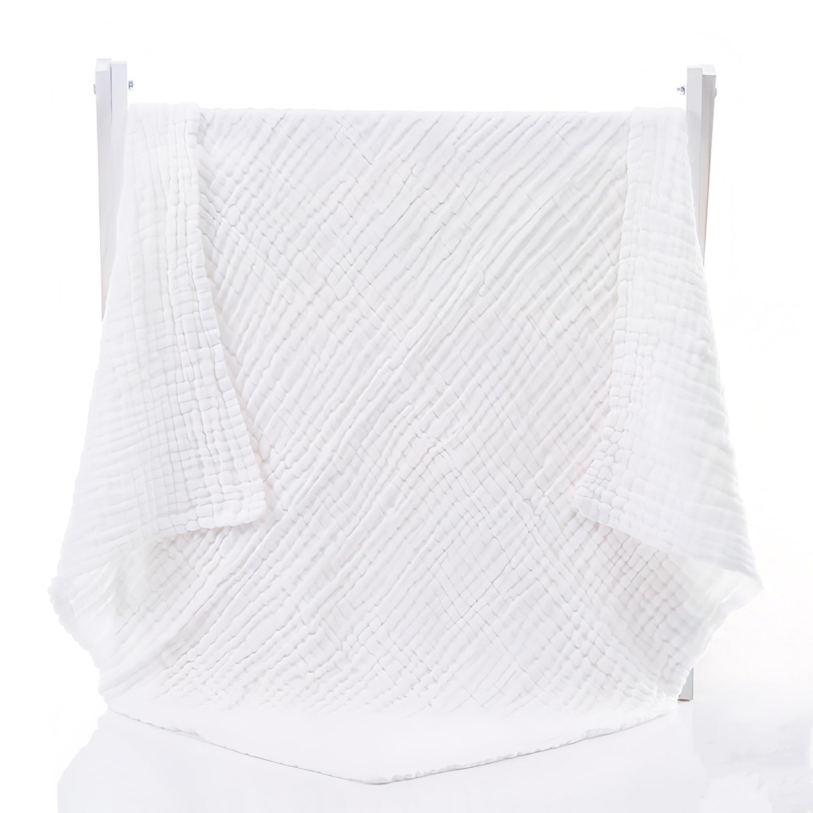 Aablexema Toallas de baño de Muselina para bebé, Juego de 2 Mantas de tamaño Grande de 43 x 43 Pulgadas para recién Nacidos, niños y niñas, adecuadas para la Delicada Piel del bebé (Blanco)