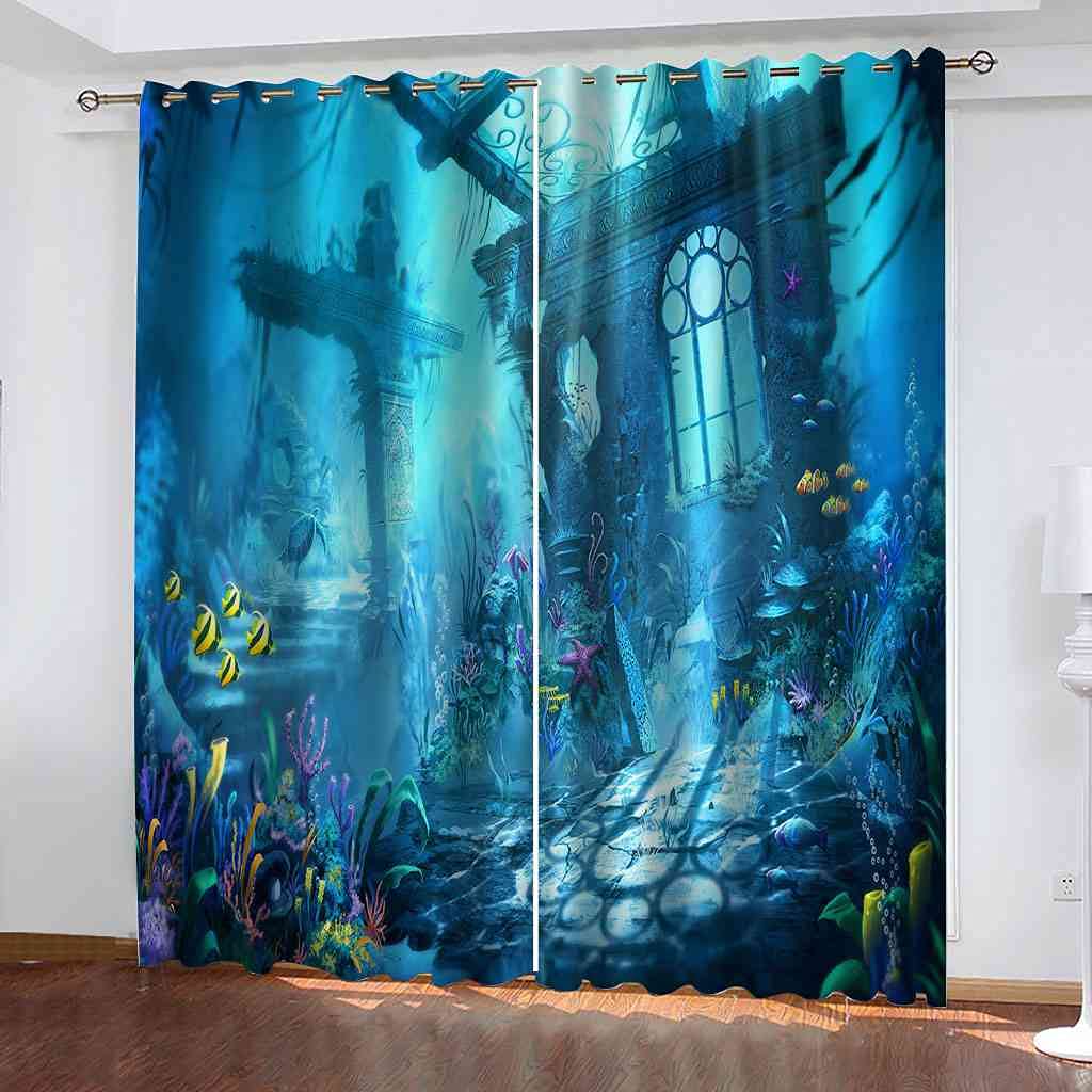 Rideau occultant à oeillets marine 264x160cm pour chambre d'enfant