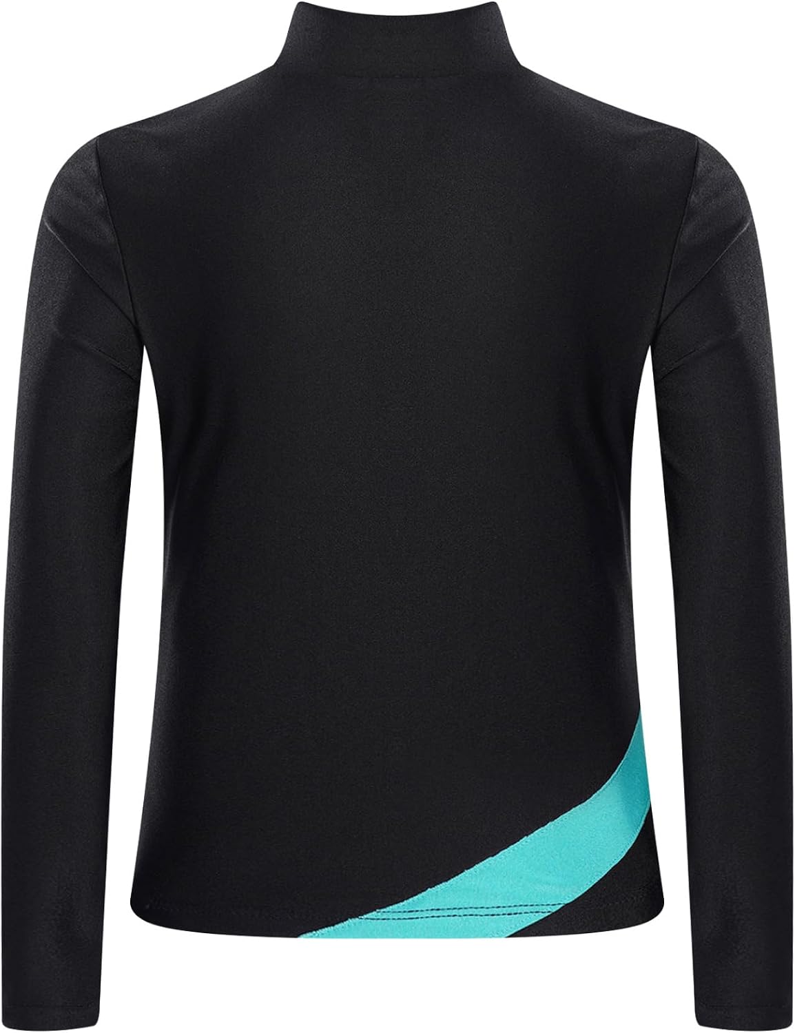 Kids Girls Sparkly Figure Ice Skating Training Top Long Sleeve Zipper Pullover Sweatshirt Jacket Outerwear