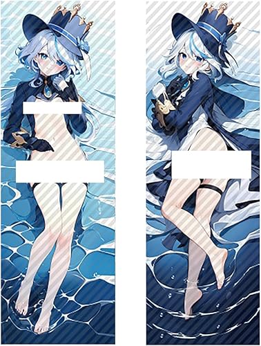 Furina - Funda de almohada corporal Genshin Impact, funda de almohada de Focalors Fontaine Hugging de doble cara de felpa corta Dakimakura (63