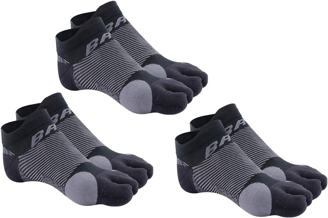 OrthoSleeve BR4 Bunion Relief Socks Split-Toe Design Separates Toes, relieves Bunion Pain and a targeted Bunion pad Reduces Toe Friction and relieves Hallux valgus Pain (Black 3 Pack, Small) : Health & Household
