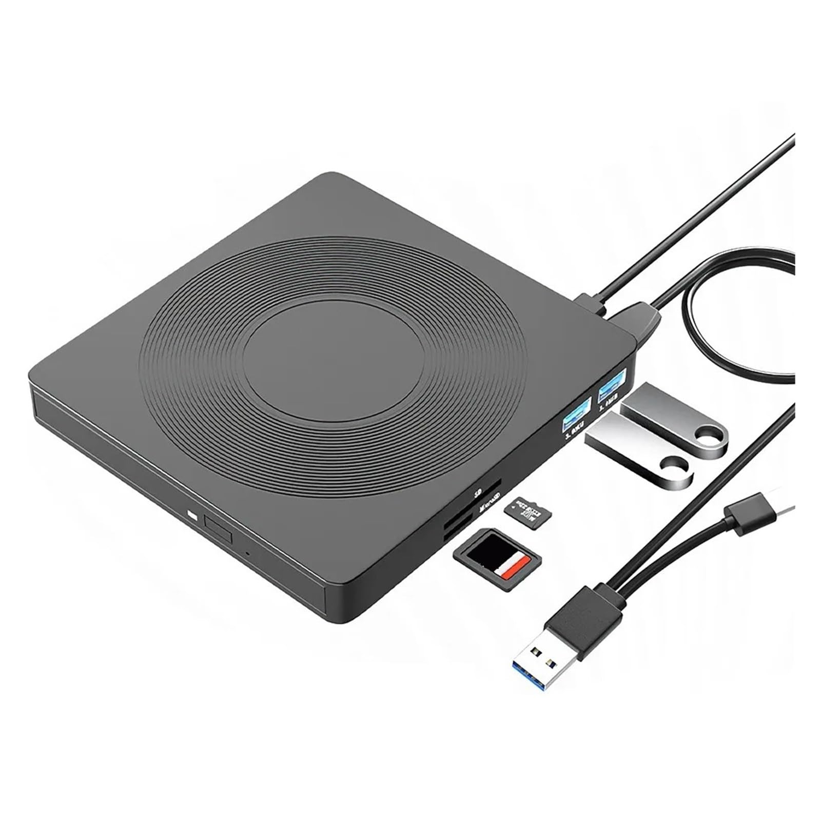 Zewnętrzny Napęd DVD USB 3.0＆Typ C Czytnik Kart SD/TF Przenośny Napęd DVD 6w1 Z Nagrywarką I Nagrywarką Kompaktowy łatwy W UżYciu