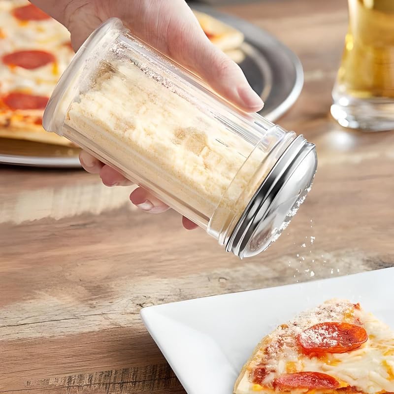 OCS Parts 12-Pack 5.75" Plastic Shakers with Perforated Lids | Grated Cheese, Oregano, Spice, Chili and Red Pepper Shakers for Home and Commercial Use