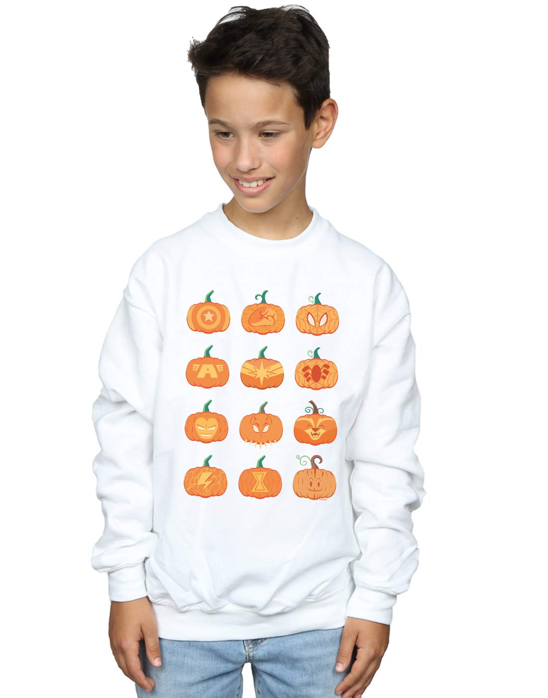 Absolute Cult Boys White Marvel Avengers Halloween Pumpkin Sweatshirt 3-4 Years