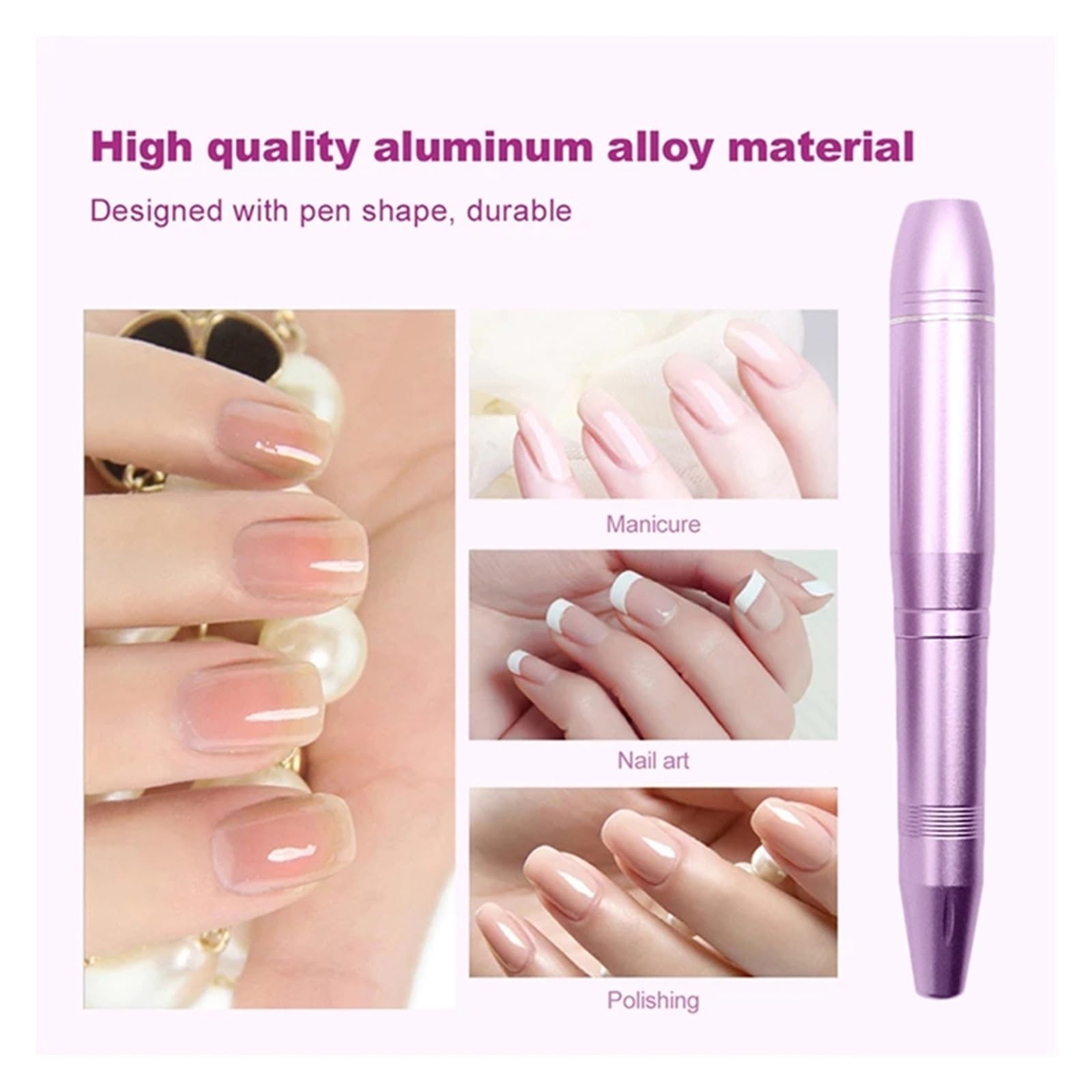 Torno para Uñas, Juego de taladro de uñas eléctrico, pulidor de lijadora de pluma de manicura, cortadores de fresado de manicura de pedicura, lijadora de uñas quitaesmalte