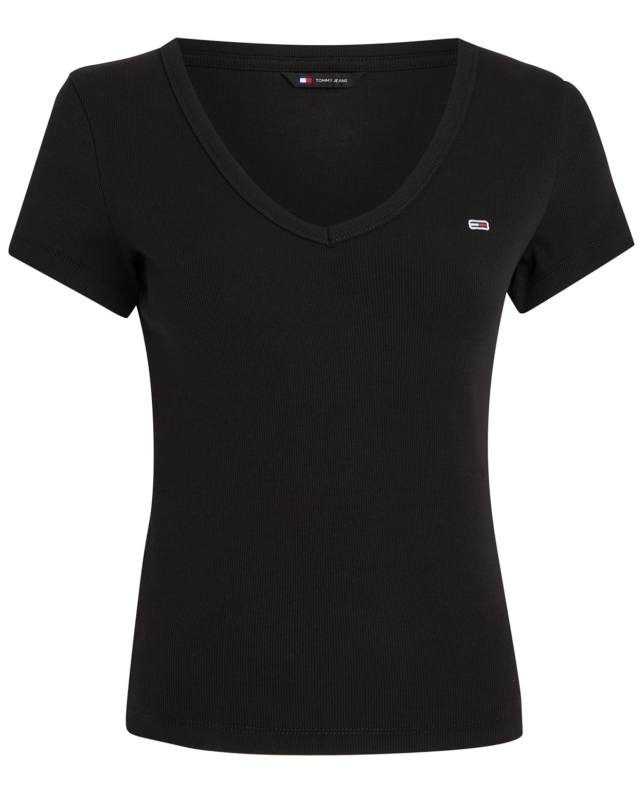 Tommy Jeans Women’s V-Neck Short Sleeve Slim Rib T-Shirt