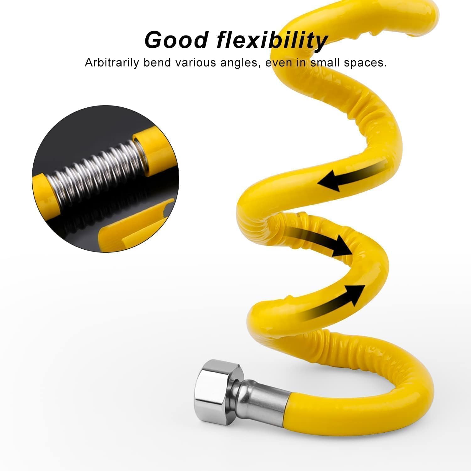 Tubo Gas GPL In Acciaio Inossidabile 304 - Flessibile 80cm 1/2'' Per Fornelli E Scaldabagni - Foto 2