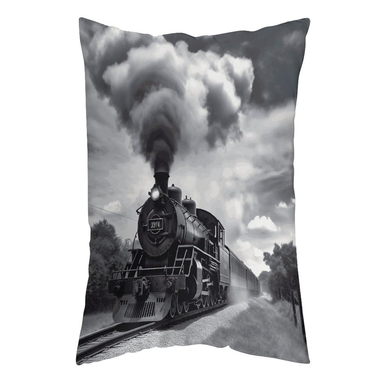 LDGSUPH Steam Train Clouds Pillow Cases Soft Pillowcase with Invisible Zipper Wrinkle Resistant Pillow Covers Breathable Removable Pillow Protector for Bed Sofa Car 20"x30"