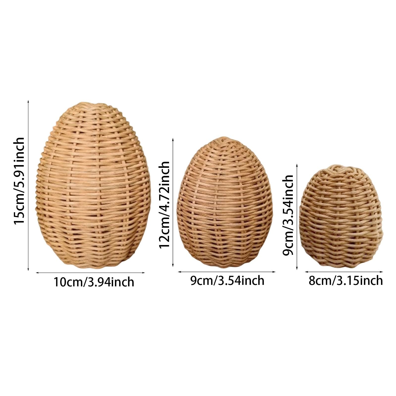 3 piezas de adorno de huevo de Pascua, huevos tejidos, escultura decorativa para mesa de vacaciones de Pascua 062021