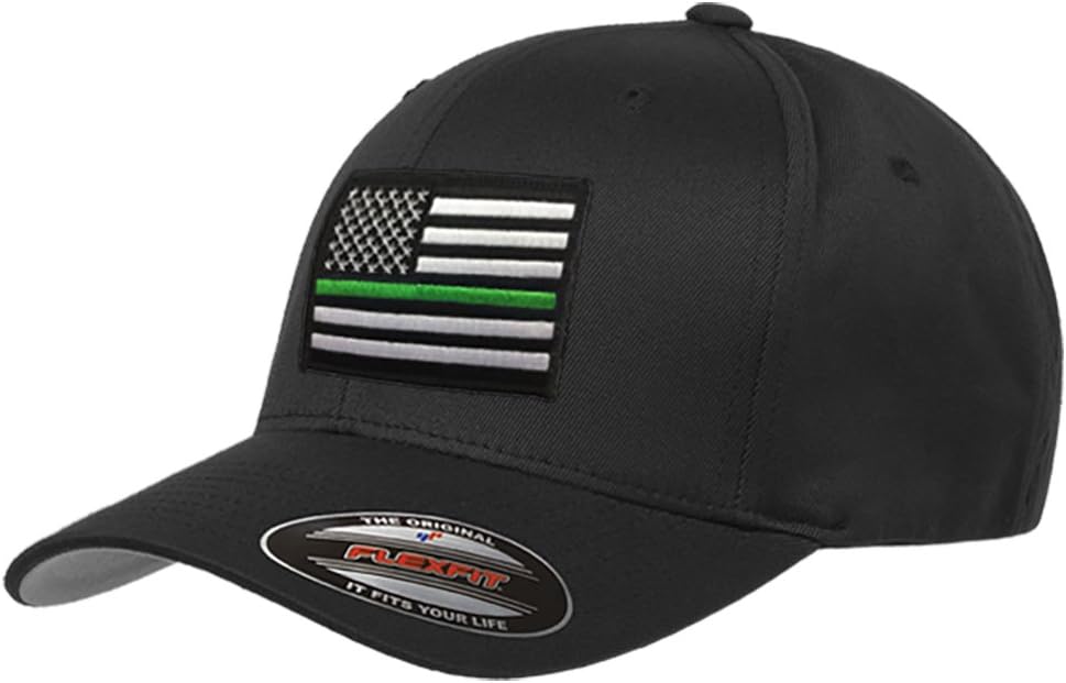 Thin Green Line Cap, Black by FlexFit