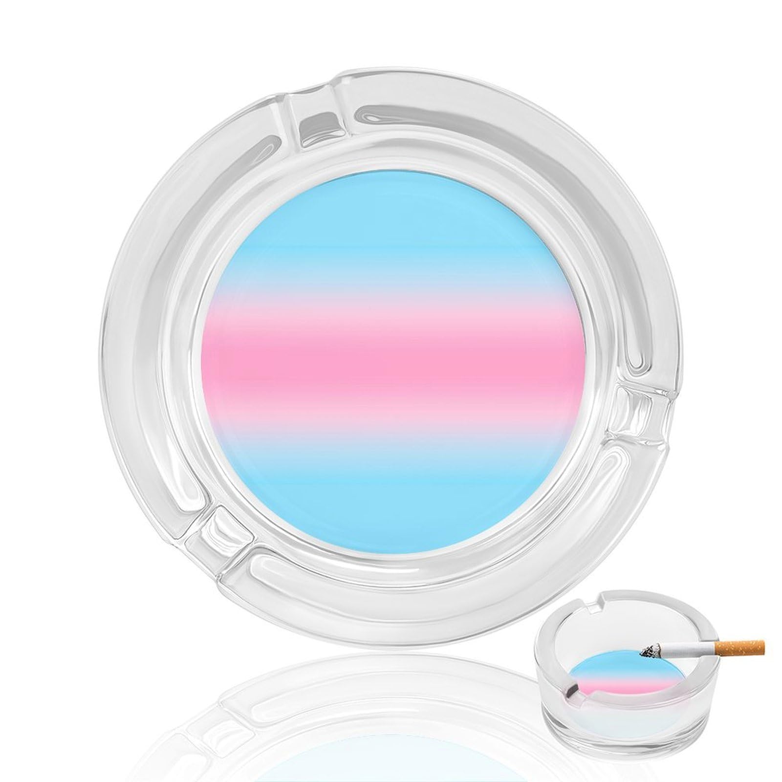 Nclqvjxzkhw Style Transgender Flag-Colors Glass Ashtray Round Ash Tray Smoking Trays For Home Garden Outdoor