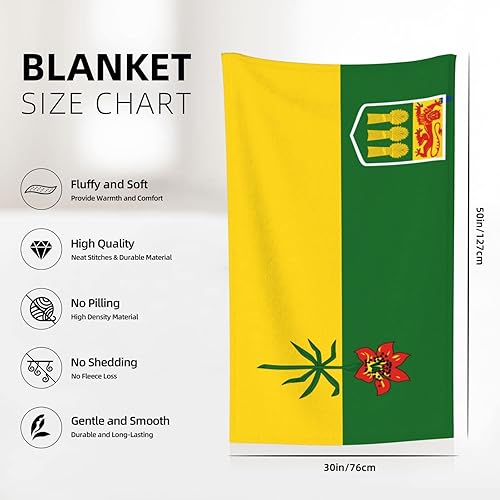 Miniatura 7 de EMEIISEO Bandera de Saskatchewan - Manta de franela de 32 x 48 pulgadas ligera y antibolitas adecuada para usar en camas y sofás