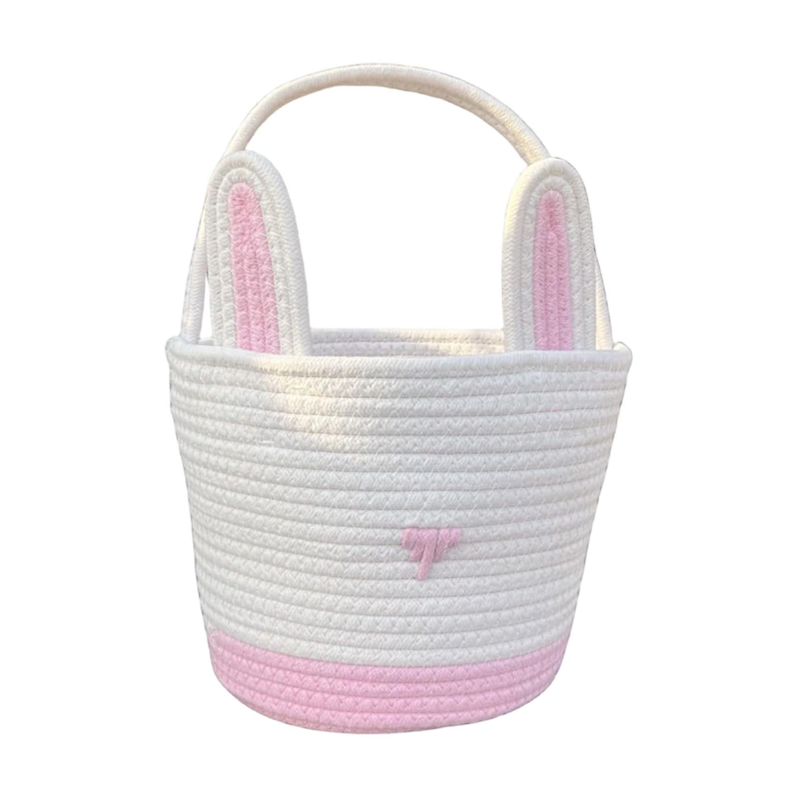 NVOQILIN Adorable Rabbits Face Easter Basket Cotton Rope for Kids Easter Eggs Collection and Treasure Hunt Decors Festival Cotton