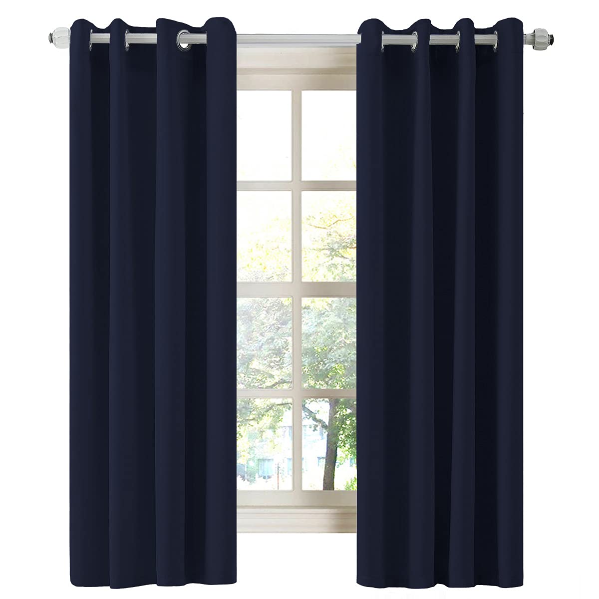 LA PALMA Thermal Insulated Blackout Darkening Grommet Living Room Curtains Window Drapes for Bedroom Pack of 2 Panels